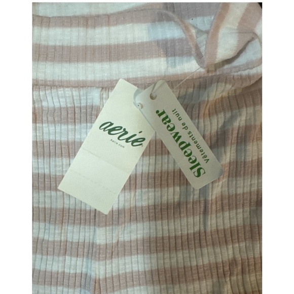 Aerie High Waist Striped Pink Ruffle Sleep Shorts - Picture 2 of 2